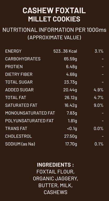 Cashew Foxtail Millet Cookies